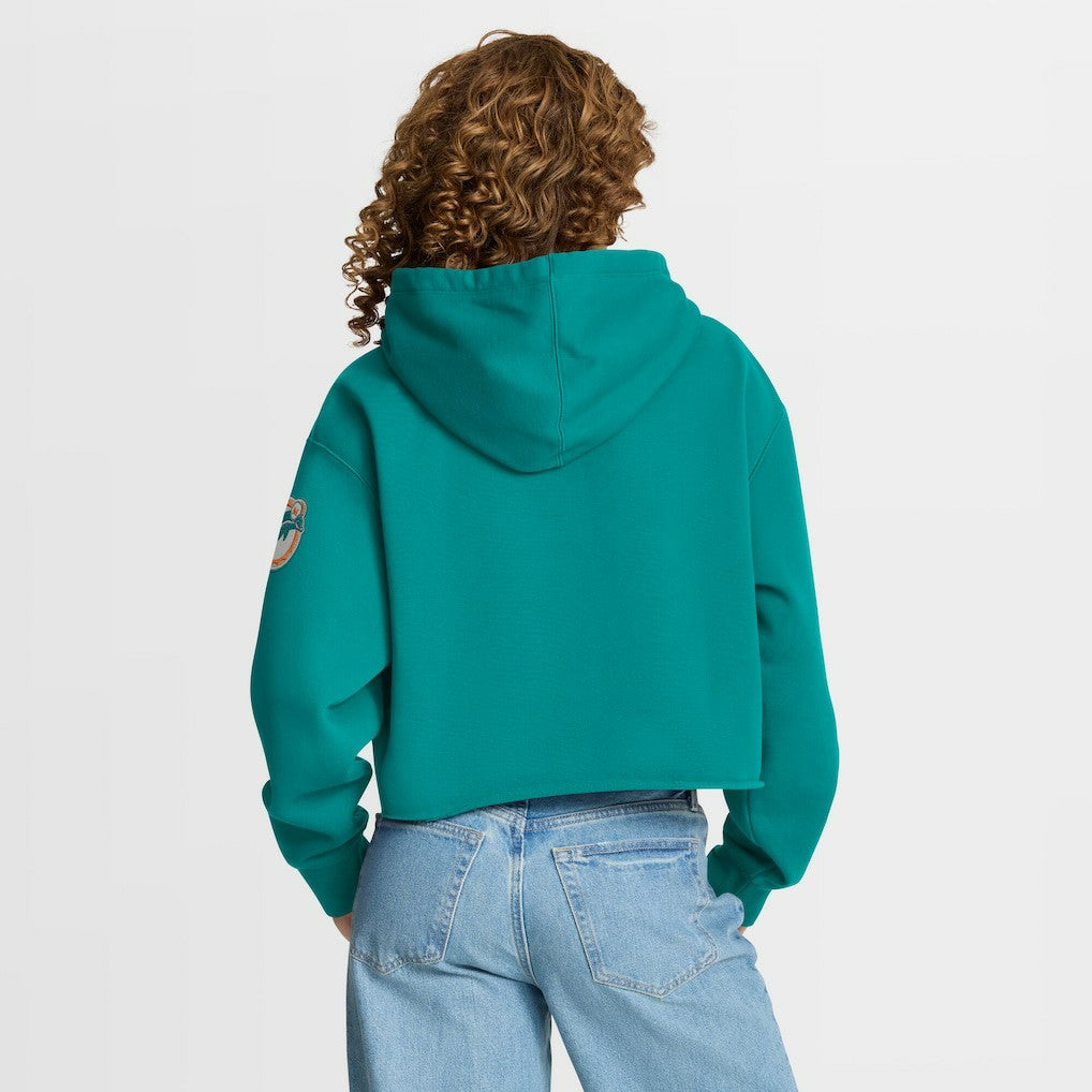 Miami Dolphins Women's Oversized Hometown Heritage Cropped Hoodie Aqua