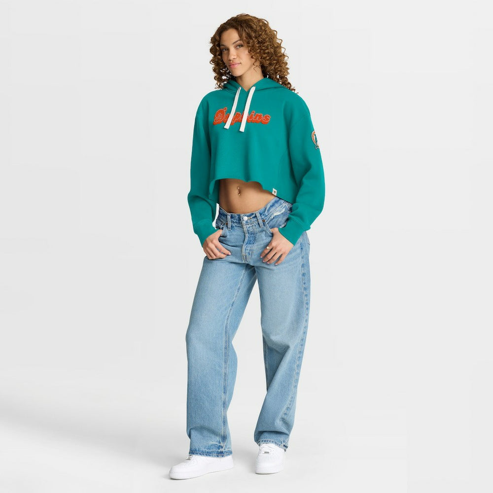 Miami Dolphins Women's Oversized Hometown Heritage Cropped Hoodie Aqua