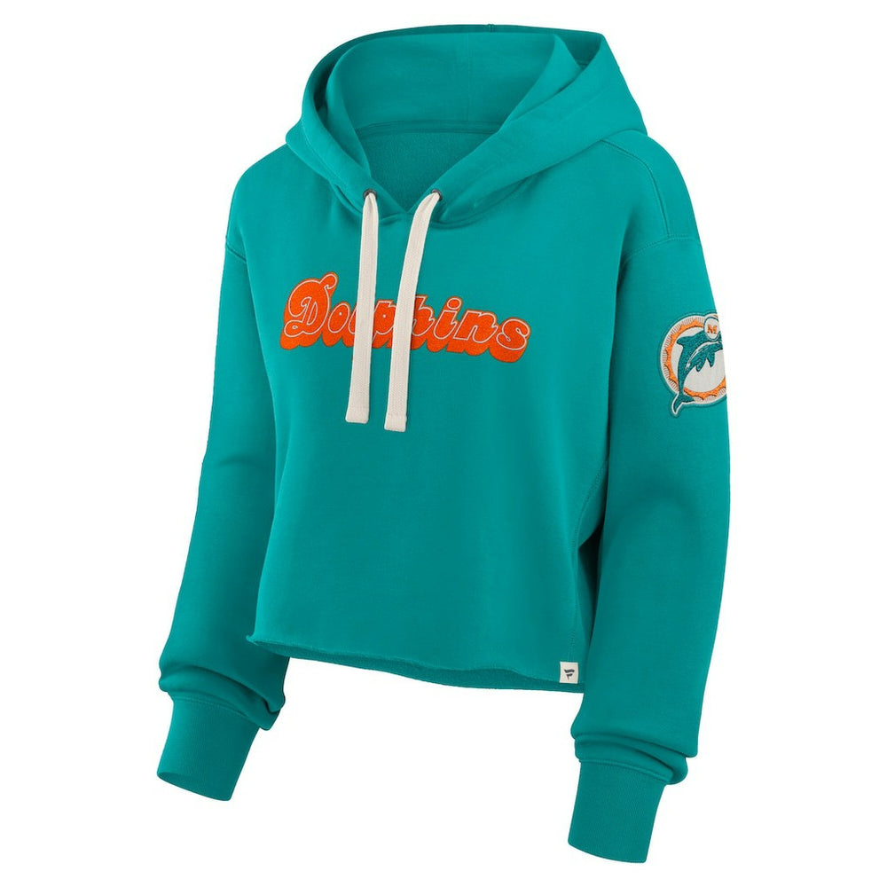 Miami Dolphins Women's Oversized Hometown Heritage Cropped Hoodie Aqua