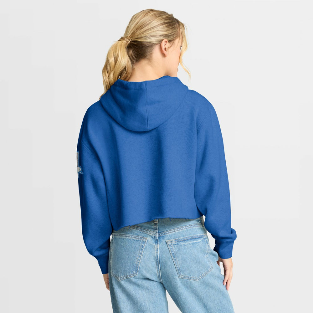 Detroit Lions Women's Oversized Hometown Heritage Cropped Hoodie Blue
