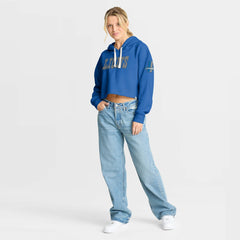 Detroit Lions Women's Oversized Hometown Heritage Cropped Hoodie Blue