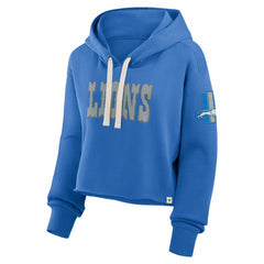Detroit Lions Women's Oversized Hometown Heritage Cropped Hoodie Blue