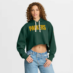 Green Bay Packers Women's Oversized Hometown Heritage Cropped Hoodie Green