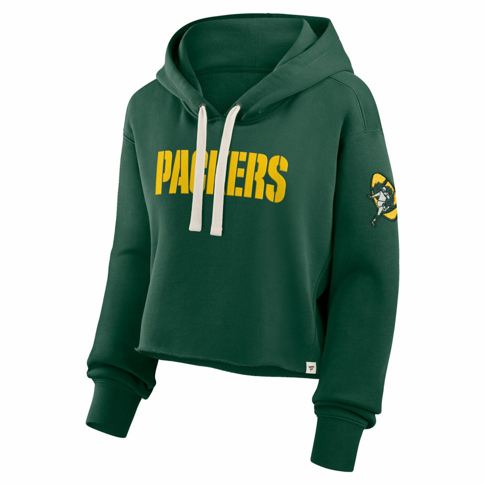 Green Bay Packers Women's Oversized Hometown Heritage Cropped Hoodie Green