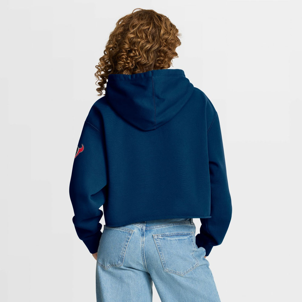 Houston Texans Women's Oversized Hometown Heritage Cropped Hoodie Navy