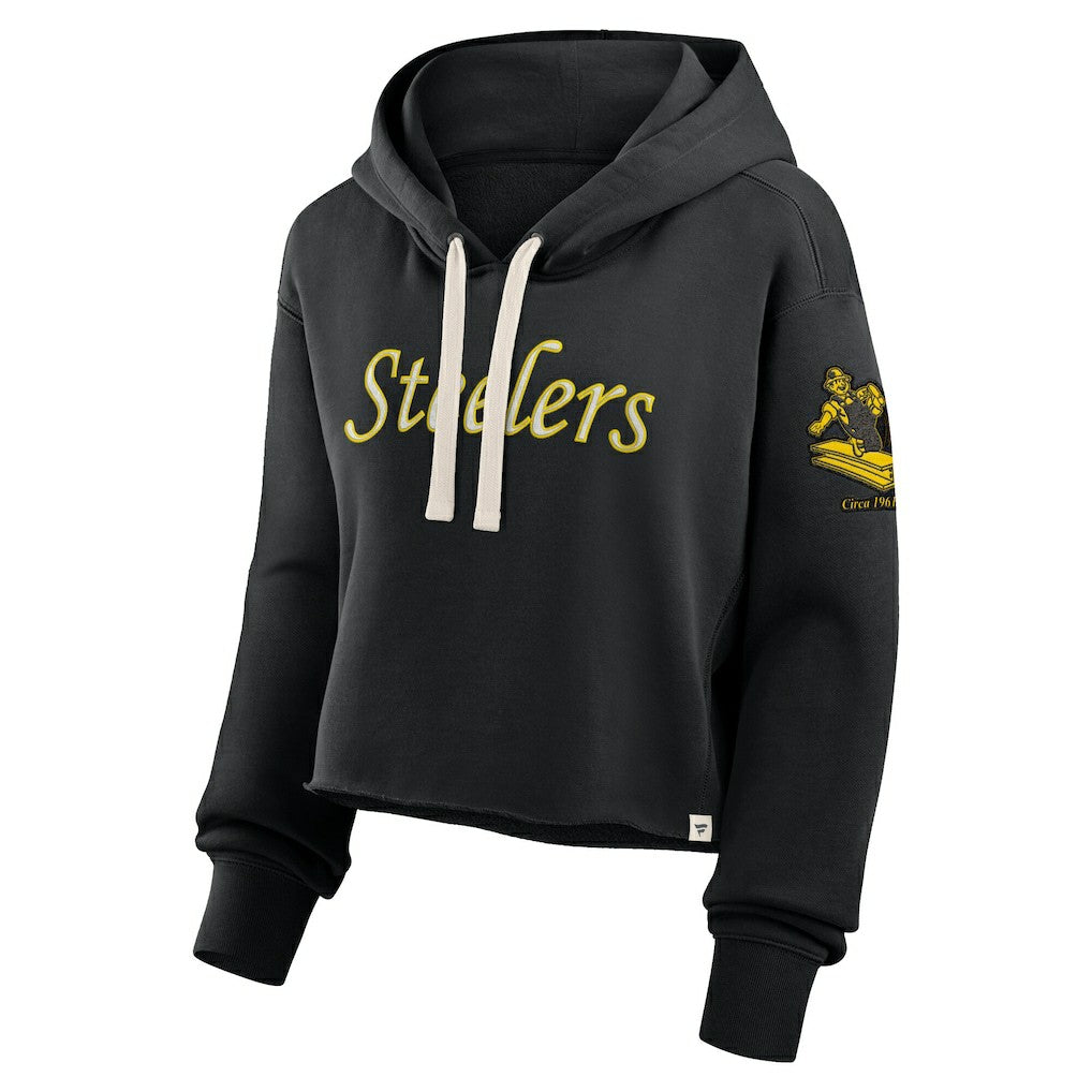 Pittsburgh Steelers Women's Oversized Hometown Heritage Cropped Hoodie Black