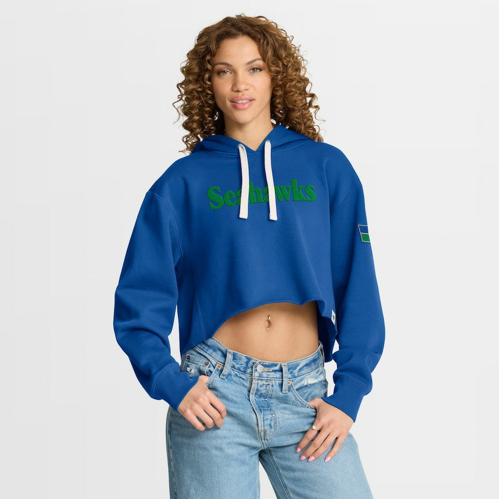 Seattle Seahawks Women's Oversized Hometown Heritage Cropped Hoodie Royal