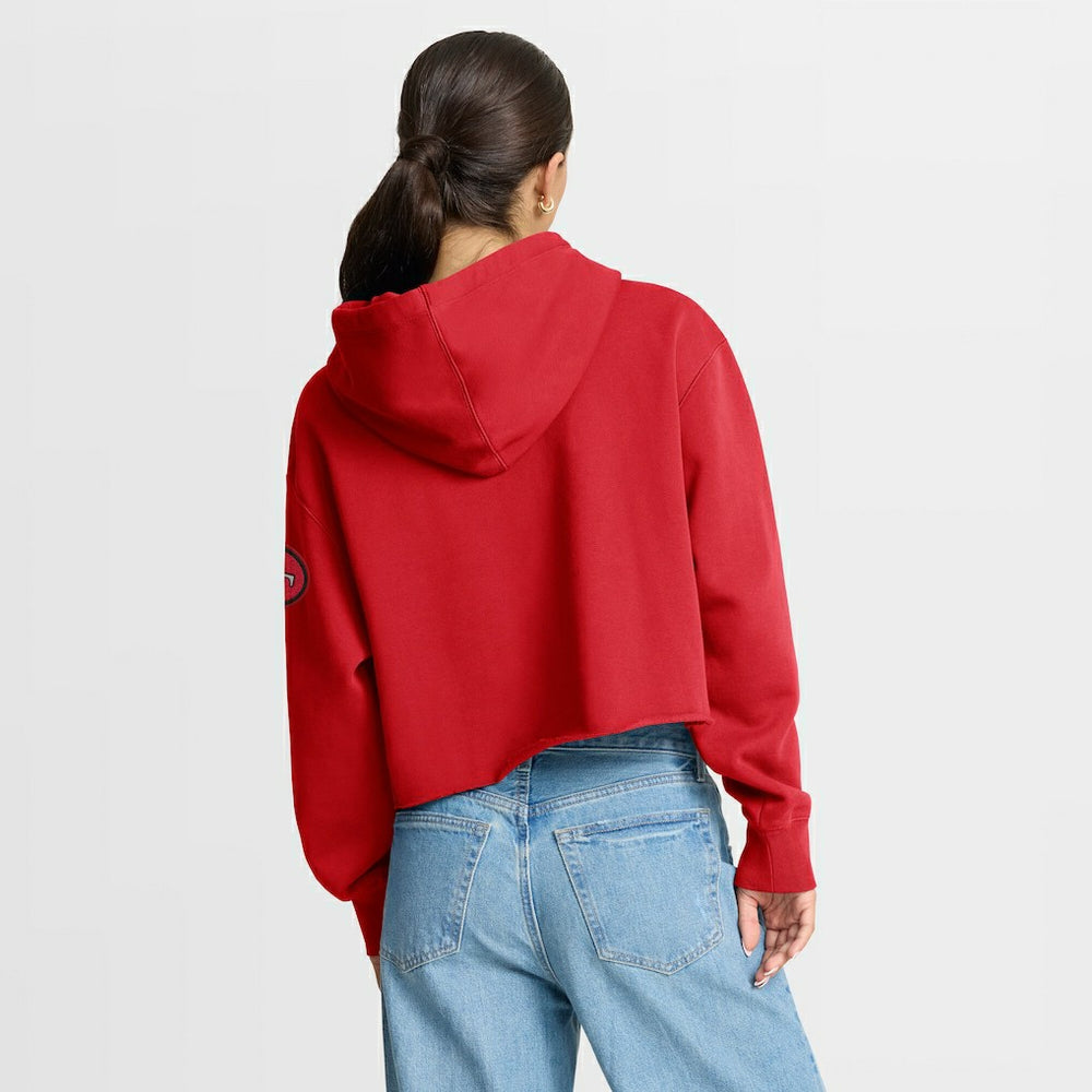 San Francisco 49ers Women's Oversized Hometown Heritage Cropped Hoodie Scarlet
