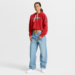 San Francisco 49ers Women's Oversized Hometown Heritage Cropped Hoodie Scarlet