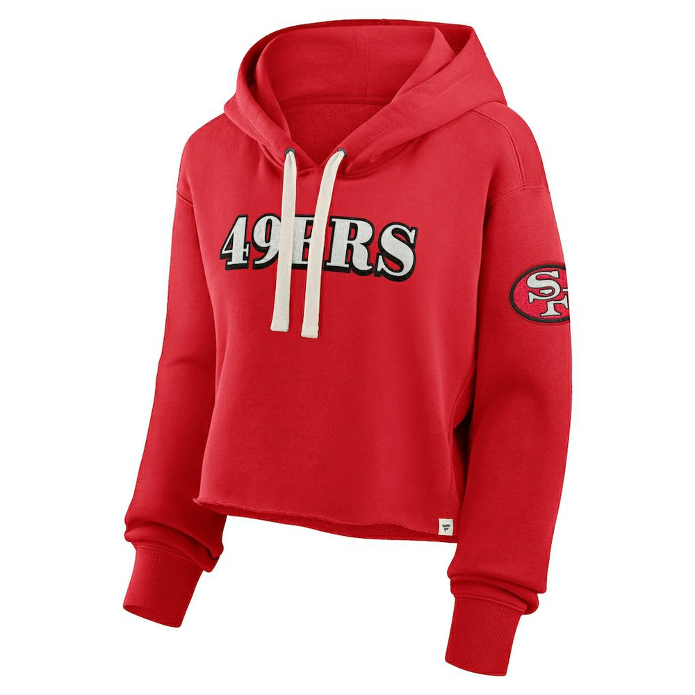 San Francisco 49ers Women's Oversized Hometown Heritage Cropped Hoodie Scarlet