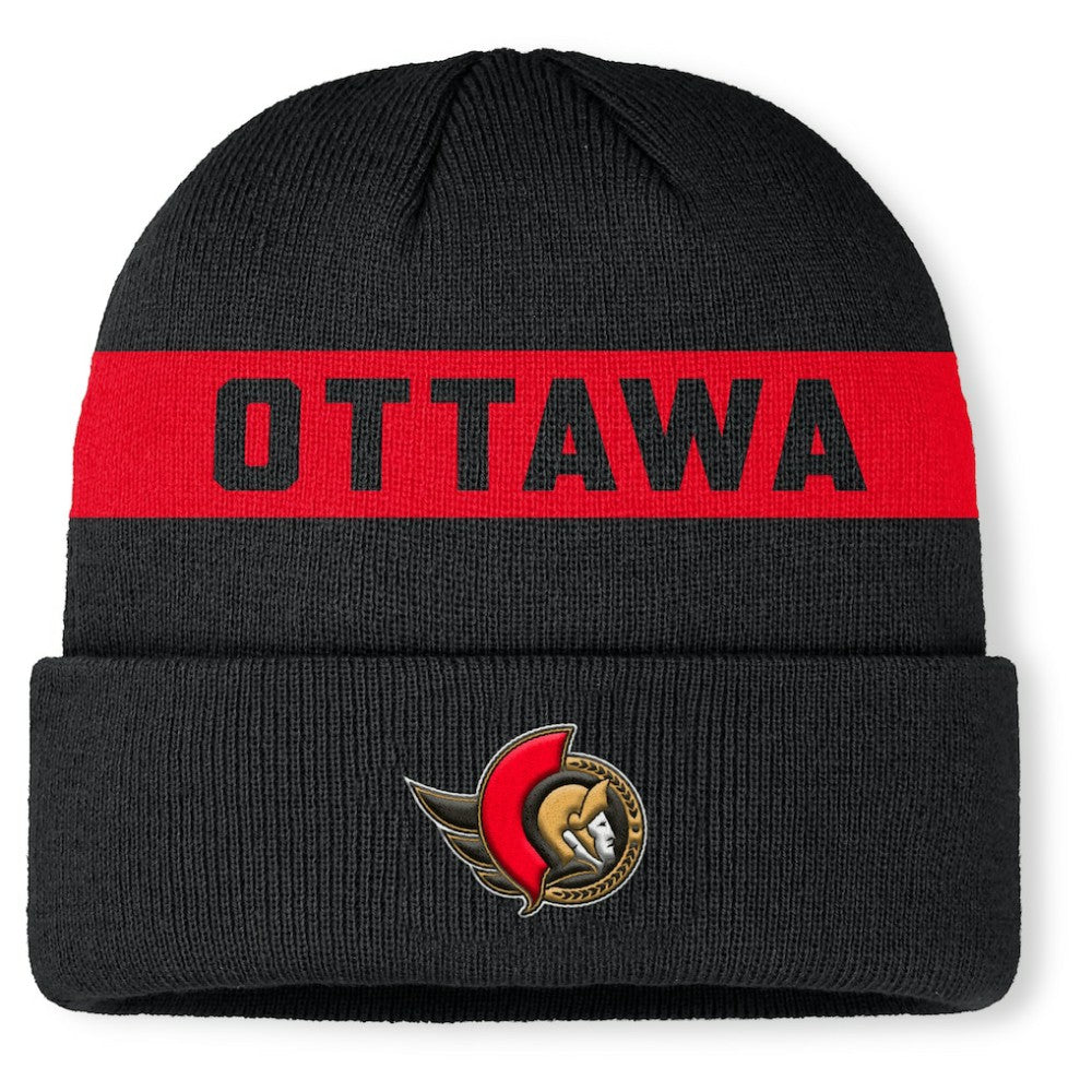 NHL Ottawa Senators Fanatics Authentic Pro Rink Cuffed Knit Hat - Black