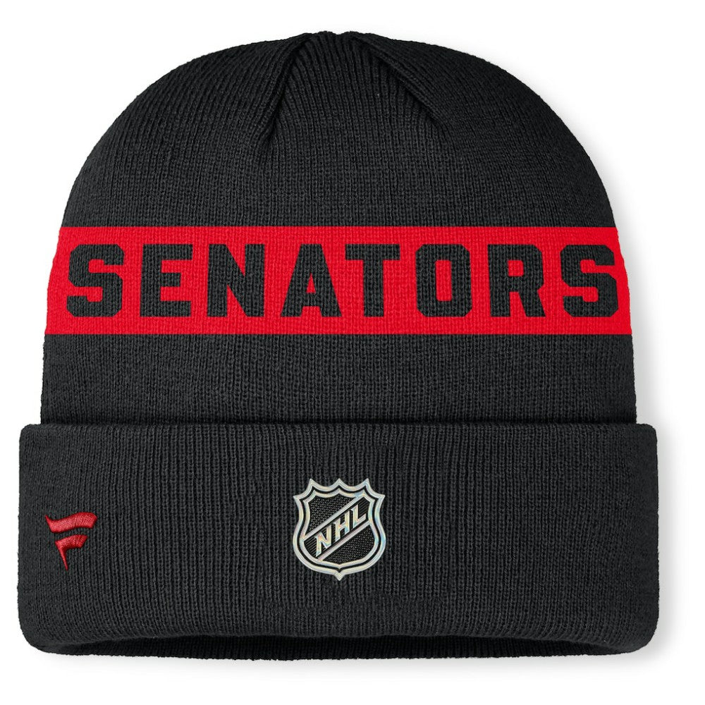 NHL Ottawa Senators Fanatics Authentic Pro Rink Cuffed Knit Hat - Black