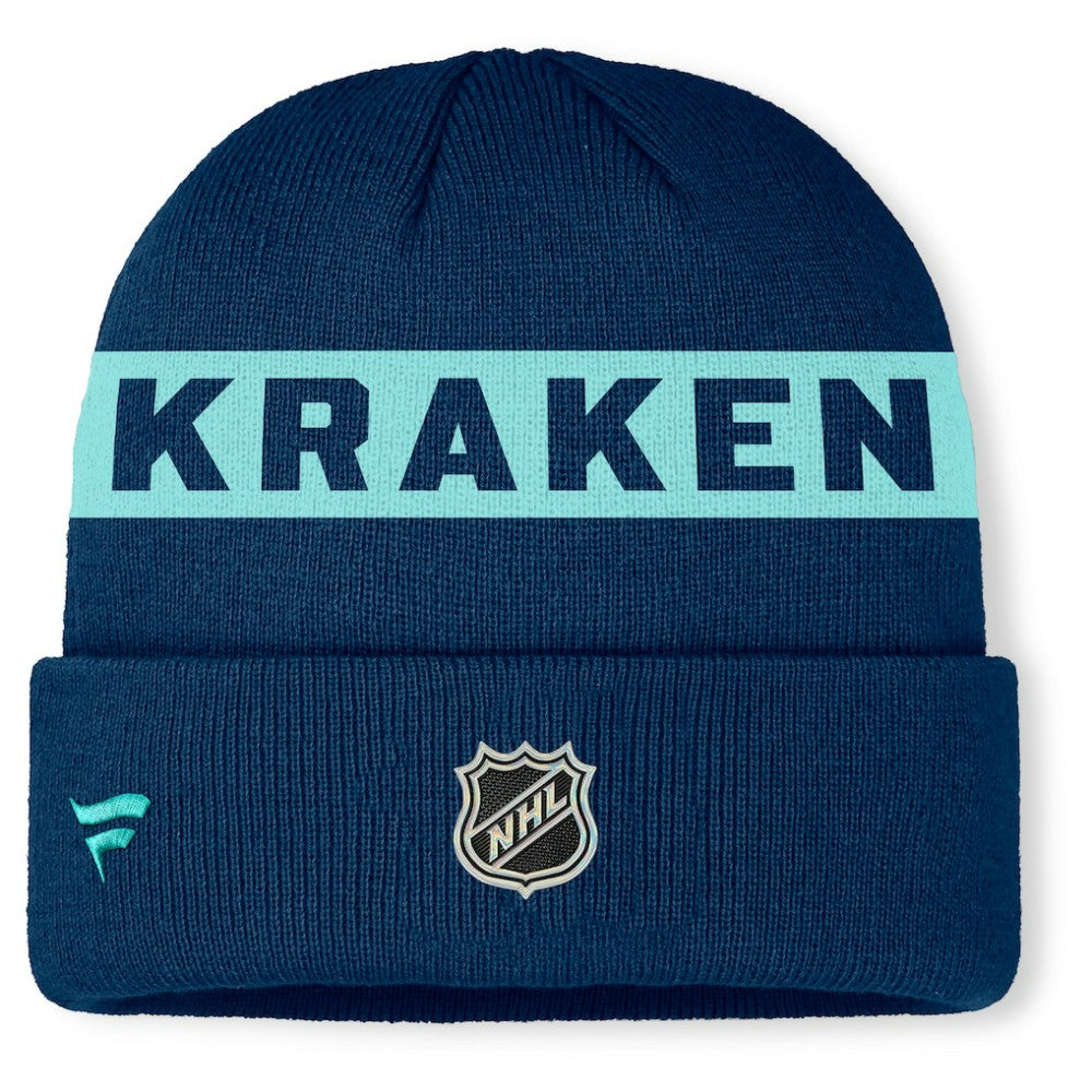 NHL Seattle Kraken Fanatics Authentic Pro Rink Cuffed Knit Hat - Deep Sea Blue