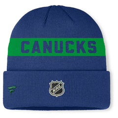 NHL Vancouver Canucks Fanatics Authentic Pro Rink Cuffed Knit Hat - Blue