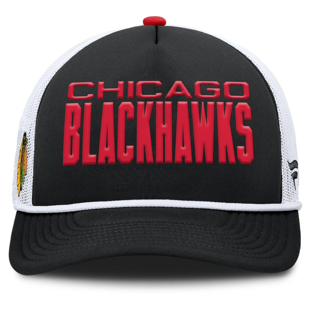 NHL Chicago Blackhawks Fanatics Authentic Pro Rink A-Frame Adjustable Hat - Black/White