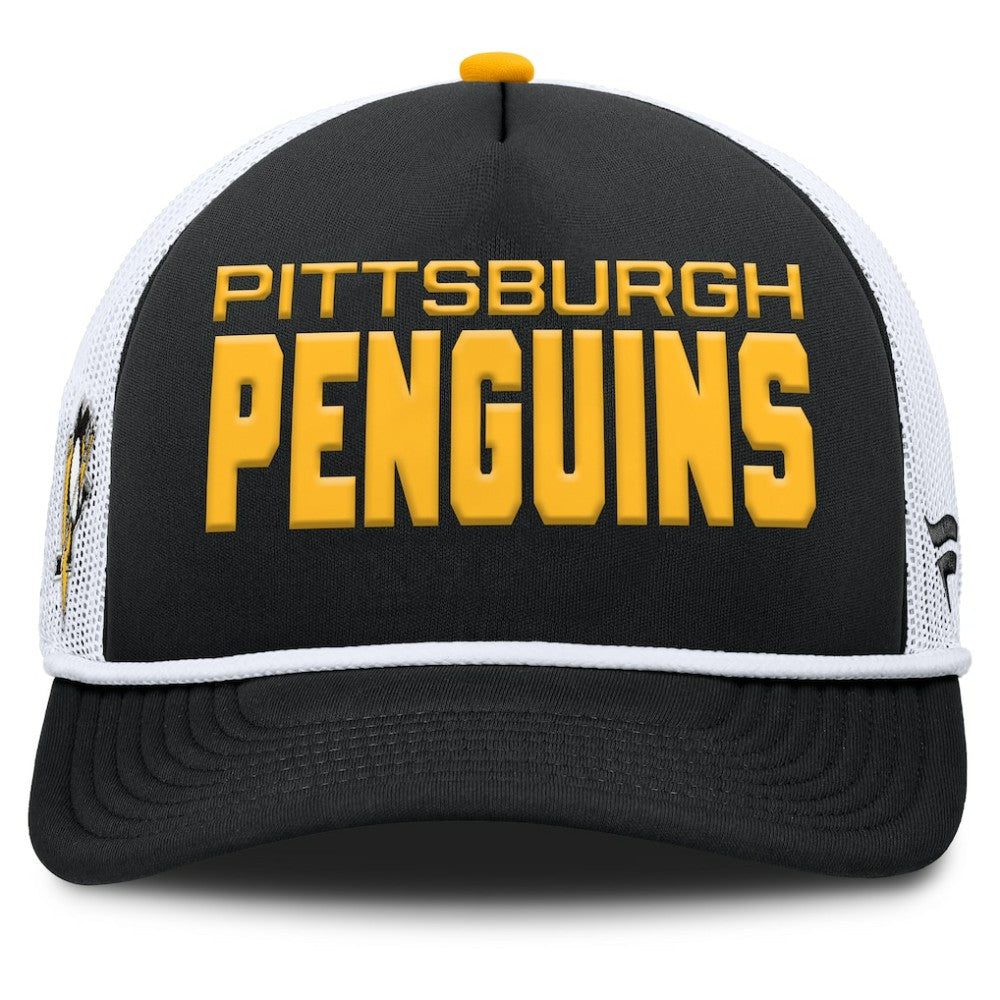 NHL Pittsburgh Penguins Fanatics Authentic Pro Rink A-Frame Adjustable Hat - Black/White