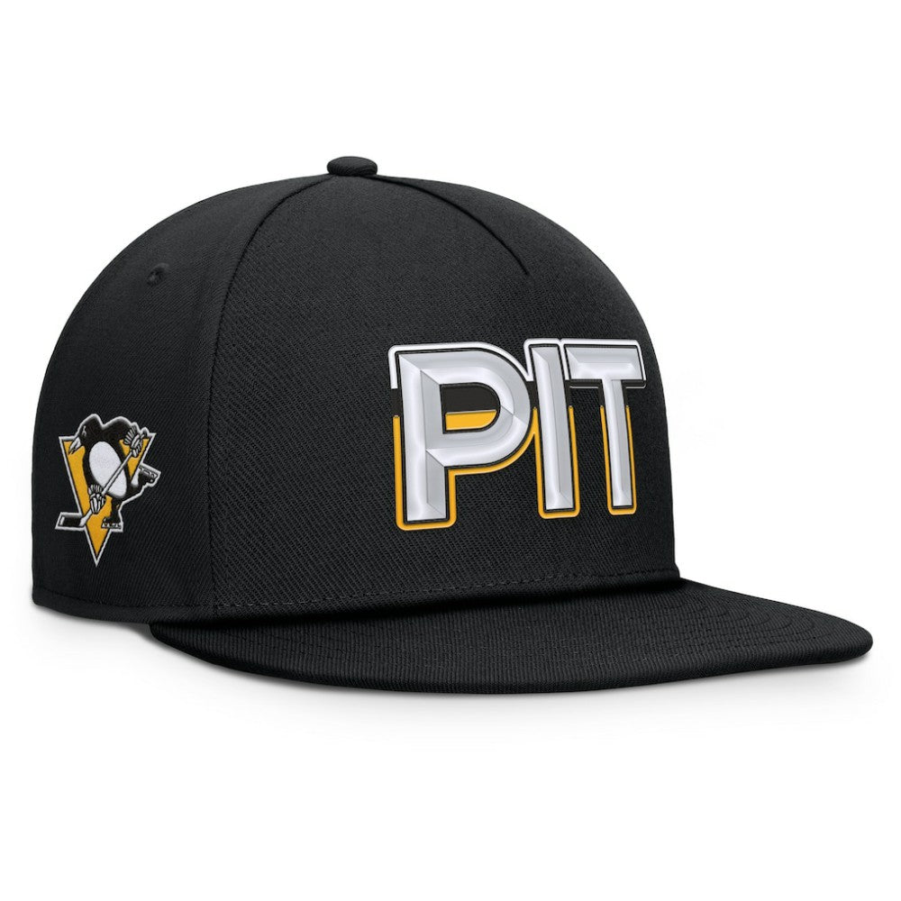 NHL Pittsburgh Penguins Fanatics Authentic Pro Rink Team Code Snapback Hat - Black