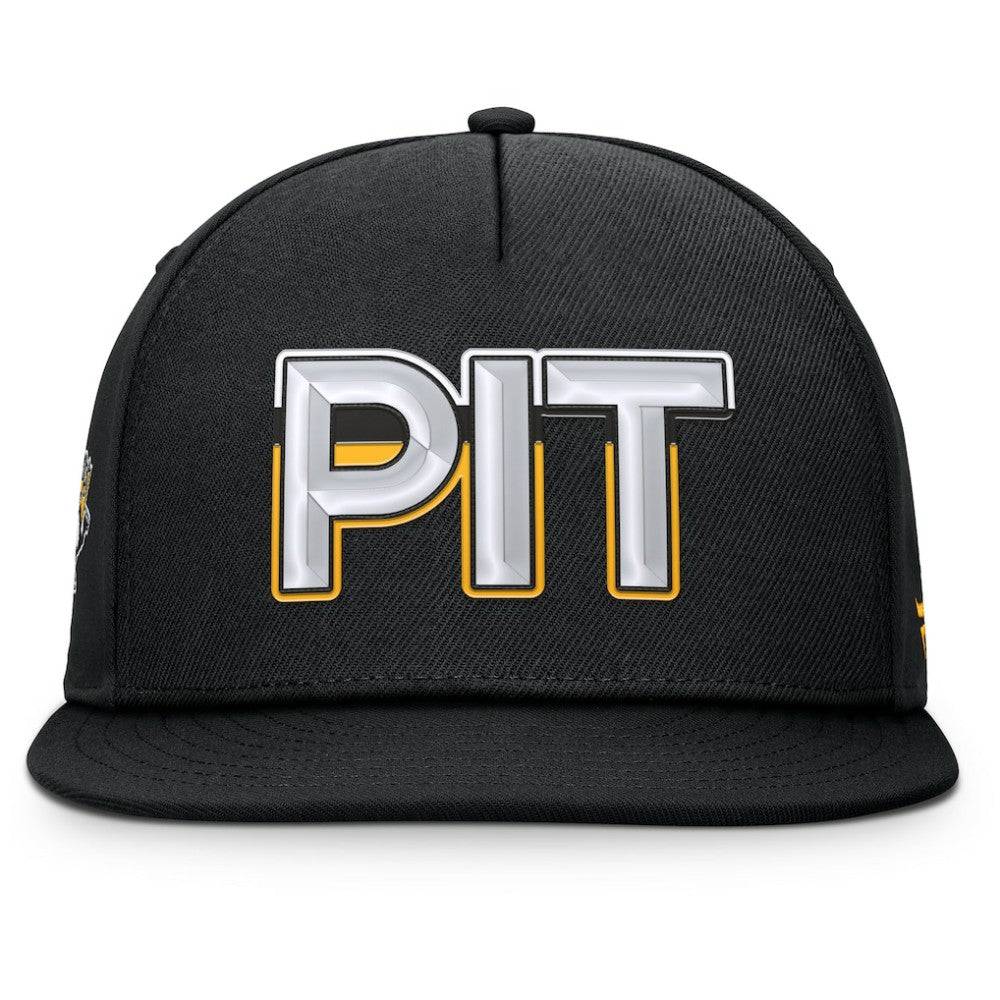 NHL Pittsburgh Penguins Fanatics Authentic Pro Rink Team Code Snapback Hat - Black