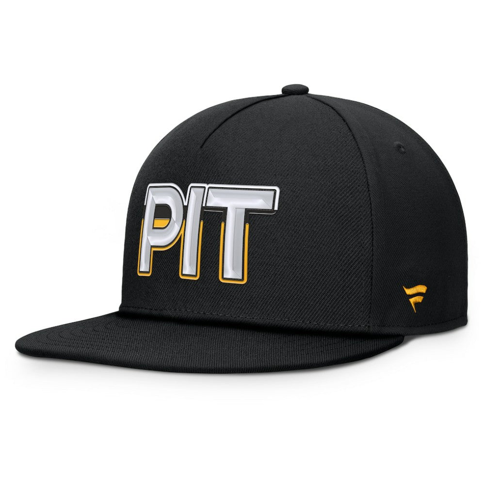 NHL Pittsburgh Penguins Fanatics Authentic Pro Rink Team Code Snapback Hat - Black