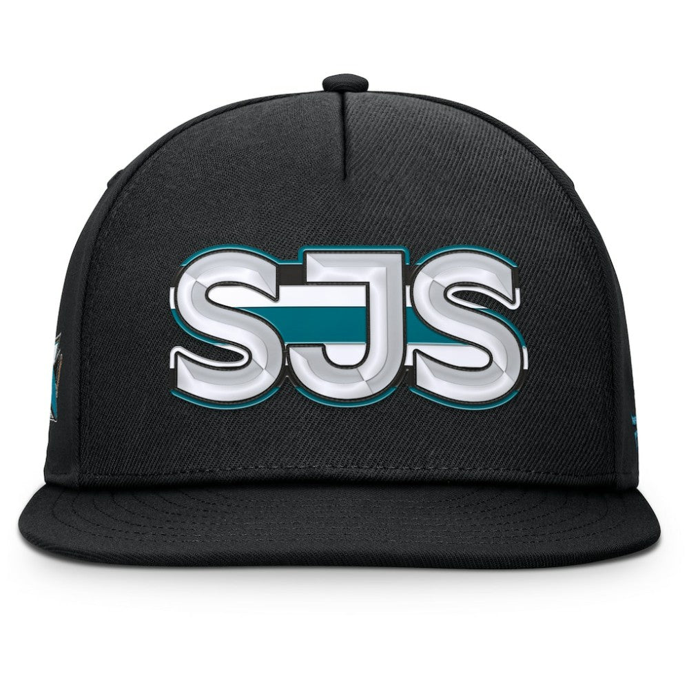 NHL San Jose Sharks Fanatics Authentic Pro Rink Team Code Snapback Hat - Black