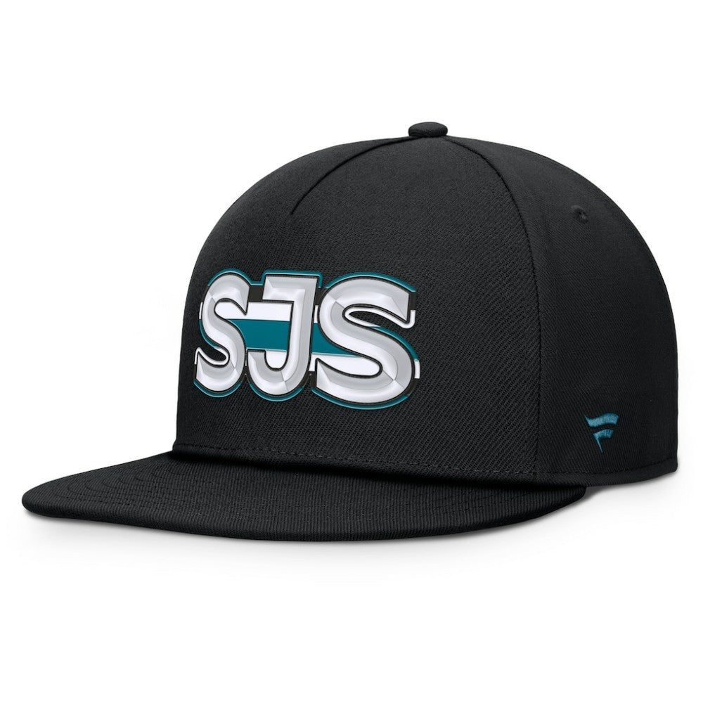 NHL San Jose Sharks Fanatics Authentic Pro Rink Team Code Snapback Hat - Black