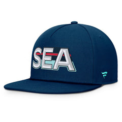 NHL Seattle Kraken Fanatics Authentic Pro Rink Team Code Snapback Hat - Deep Sea Blue