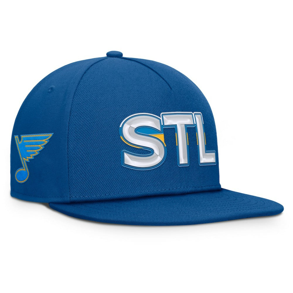 NHL St. Louis Blues Fanatics Authentic Pro Rink Team Code Snapback Hat - Blue