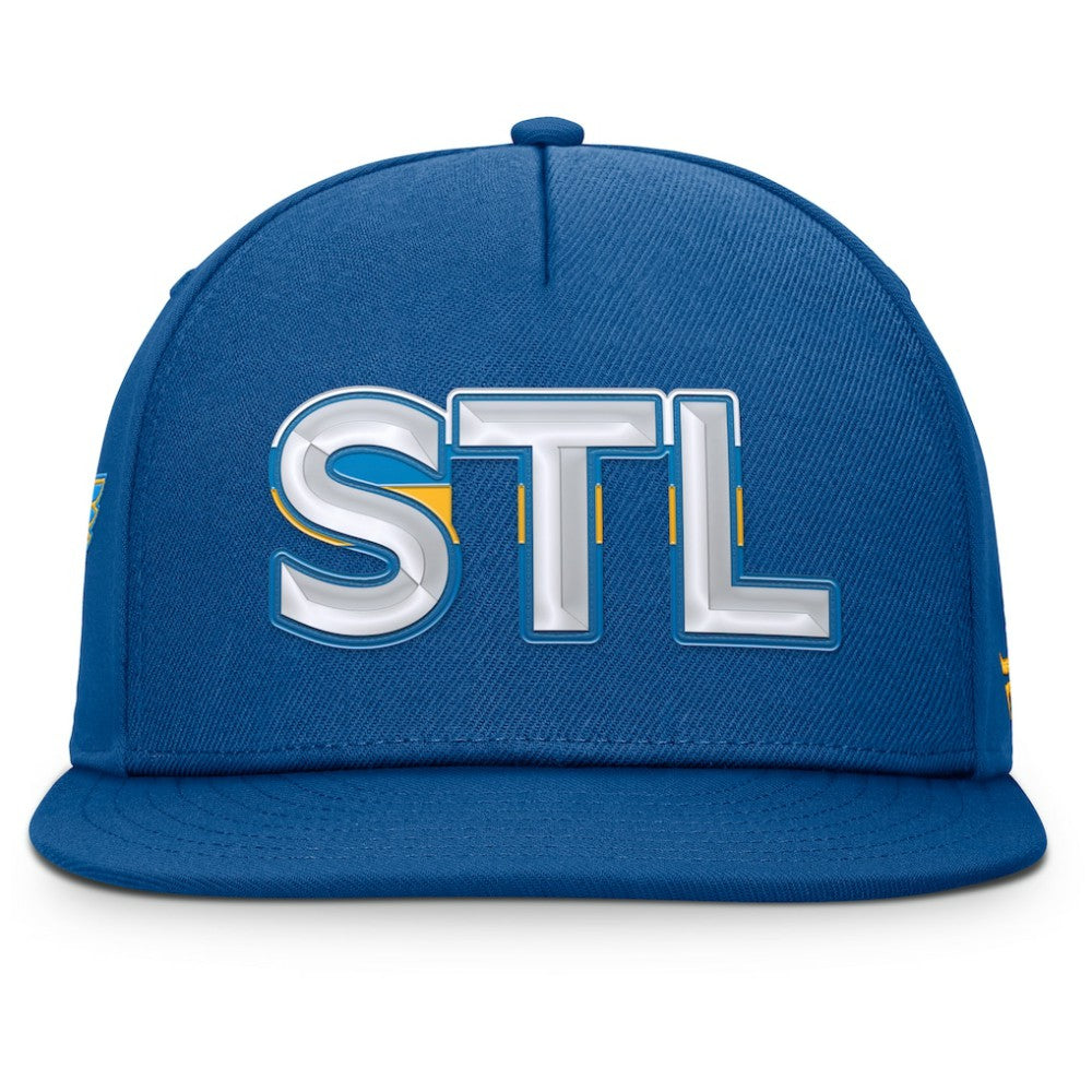 NHL St. Louis Blues Fanatics Authentic Pro Rink Team Code Snapback Hat - Blue