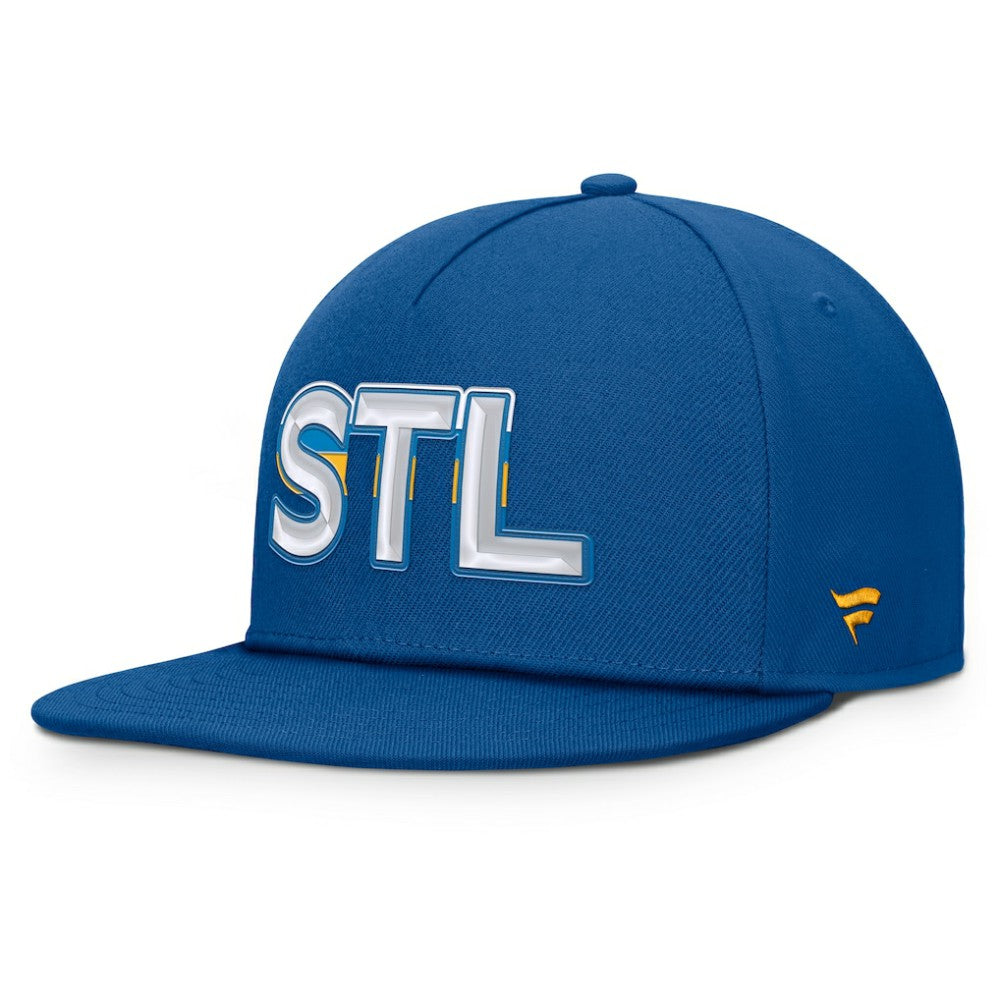 NHL St. Louis Blues Fanatics Authentic Pro Rink Team Code Snapback Hat - Blue