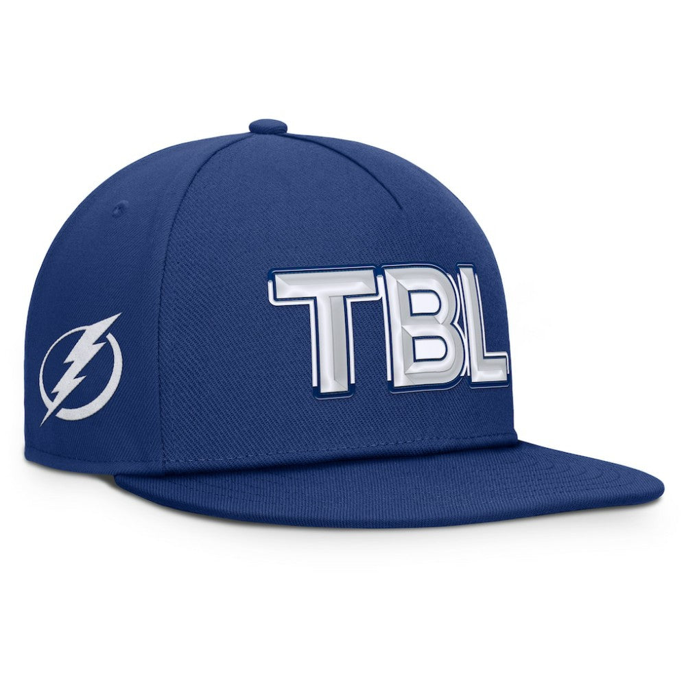 NHL Tampa Bay Lightning Fanatics Authentic Pro Rink Team Code Snapback Hat - Blue