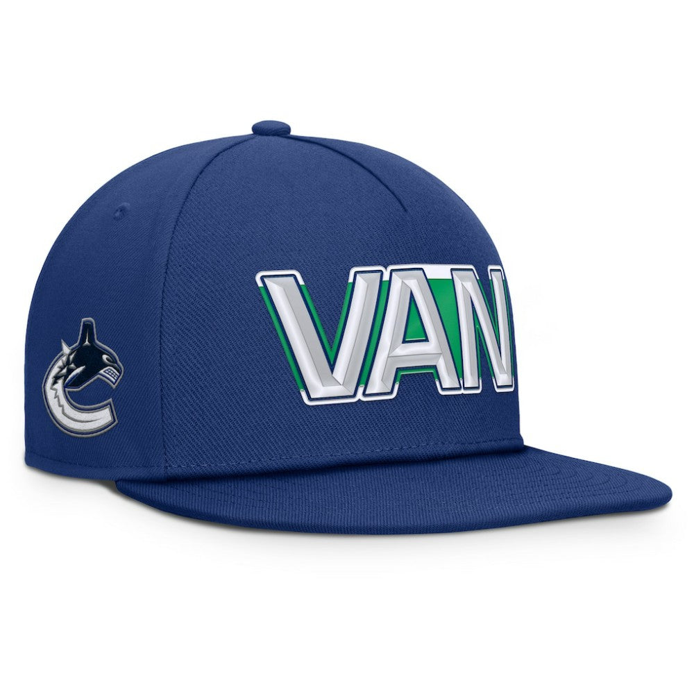 NHL Vancouver Canucks Fanatics Authentic Pro Rink Team Code Snapback Hat - Blue