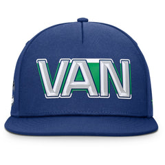 NHL Vancouver Canucks Fanatics Authentic Pro Rink Team Code Snapback Hat - Blue