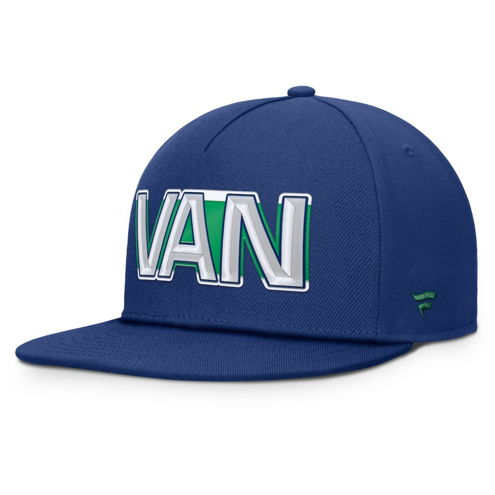 NHL Vancouver Canucks Fanatics Authentic Pro Rink Team Code Snapback Hat - Blue