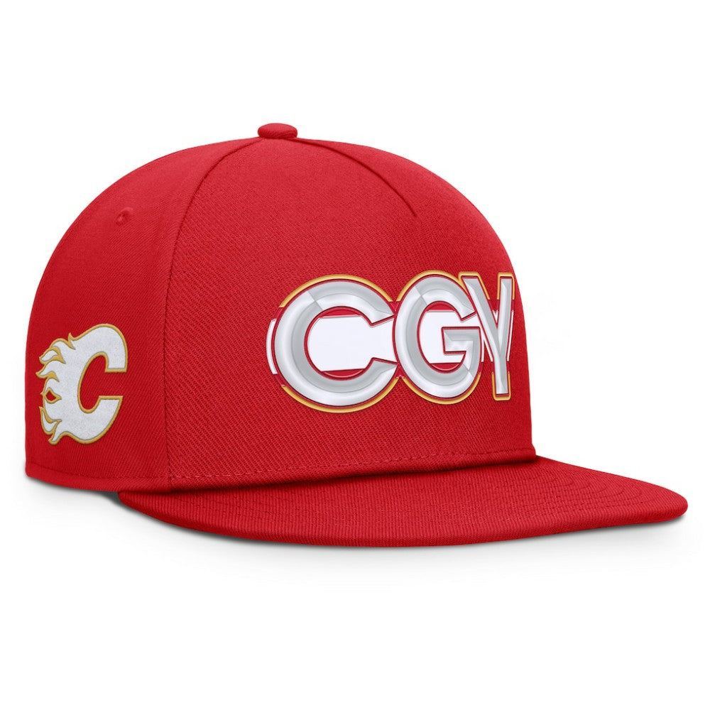 NHL Calgary Flames Fanatics Authentic Pro Rink Team Code Snapback Hat - Red