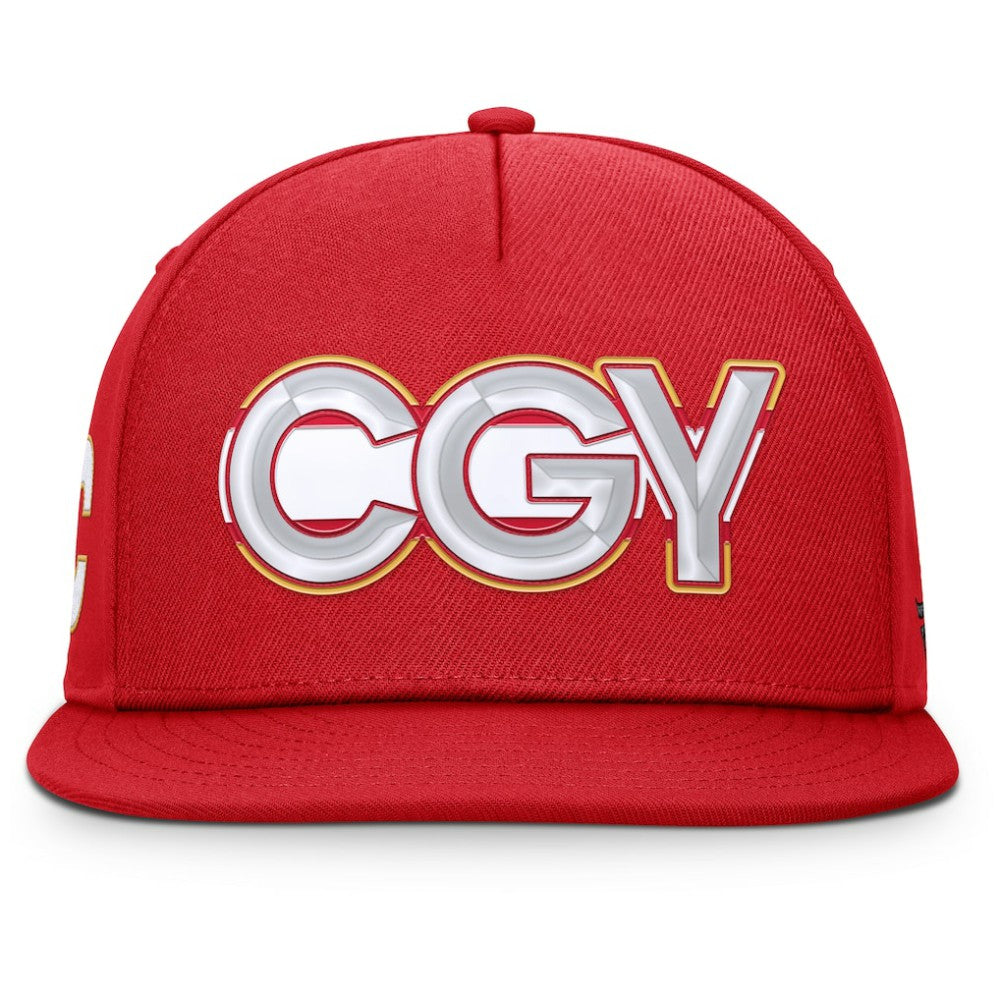 NHL Calgary Flames Fanatics Authentic Pro Rink Team Code Snapback Hat - Red