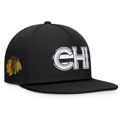 NHL Chicago Blackhawks Fanatics Authentic Pro Rink Team Code Snapback Hat - Black