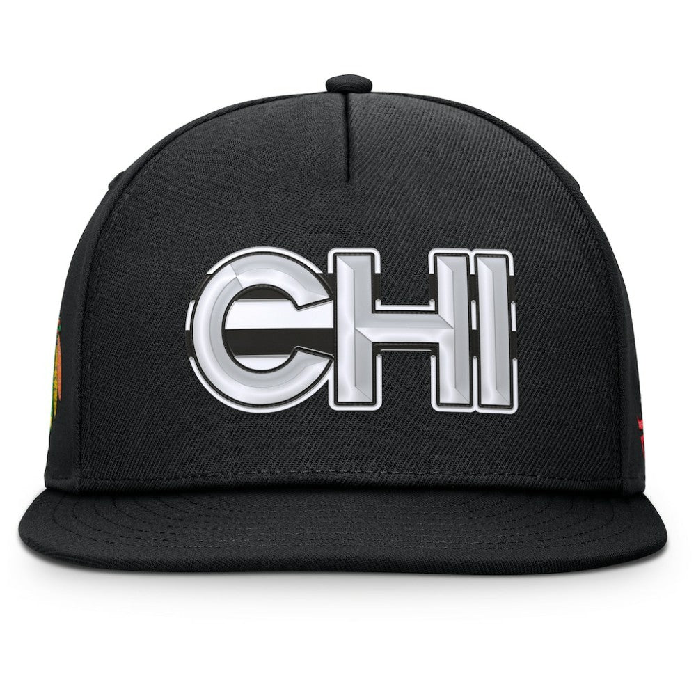 NHL Chicago Blackhawks Fanatics Authentic Pro Rink Team Code Snapback Hat - Black