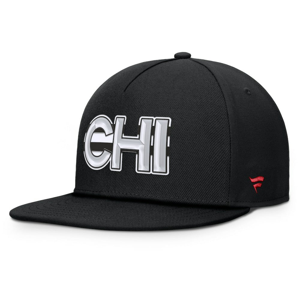NHL Chicago Blackhawks Fanatics Authentic Pro Rink Team Code Snapback Hat - Black