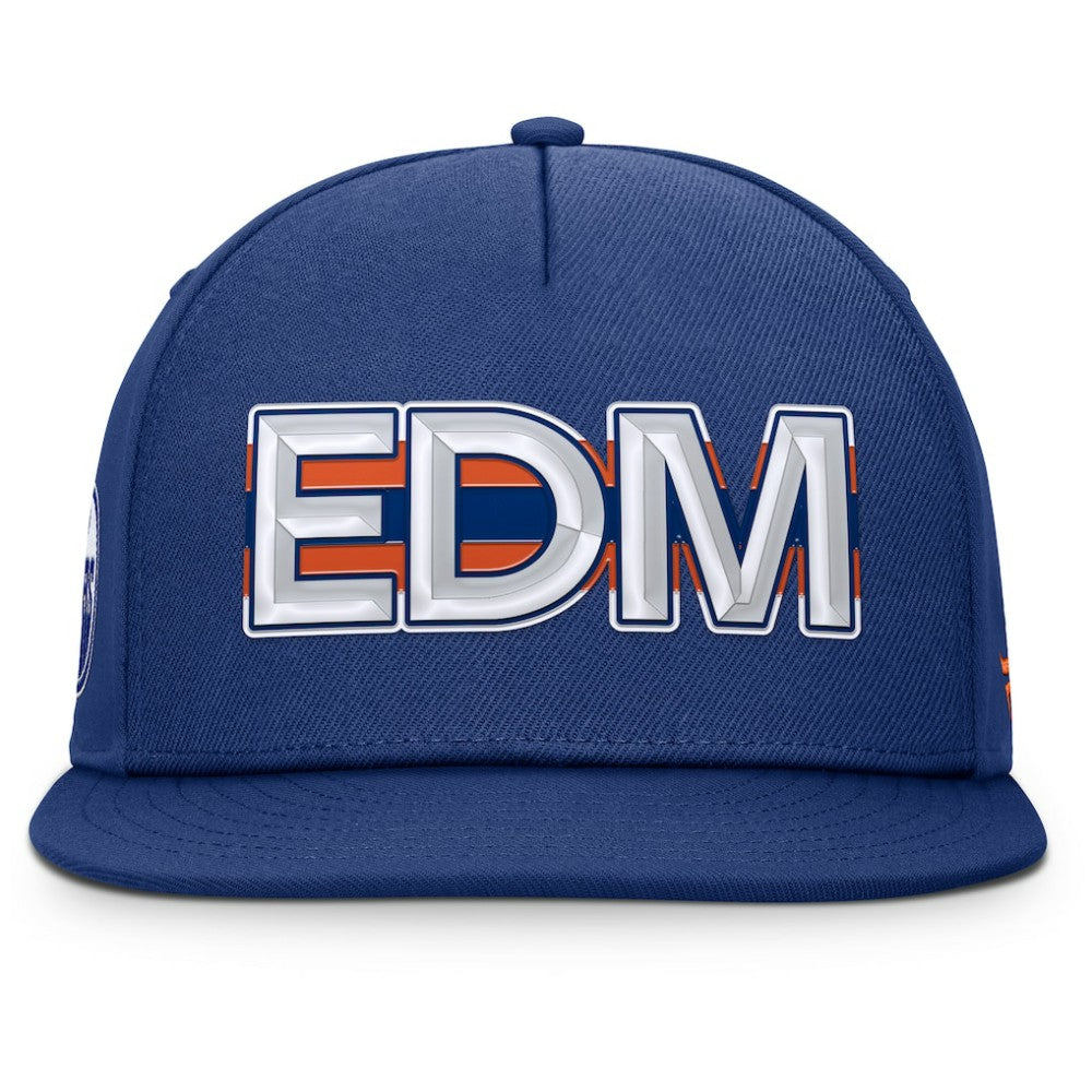 NHL Edmonton Oilers Fanatics Authentic Pro Rink Team Code Snapback Hat - Royal