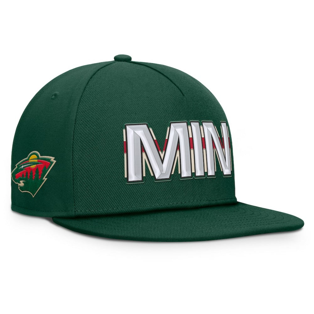 NHL Minnesota Wild Fanatics Authentic Pro Rink Team Code Snapback Hat - Green