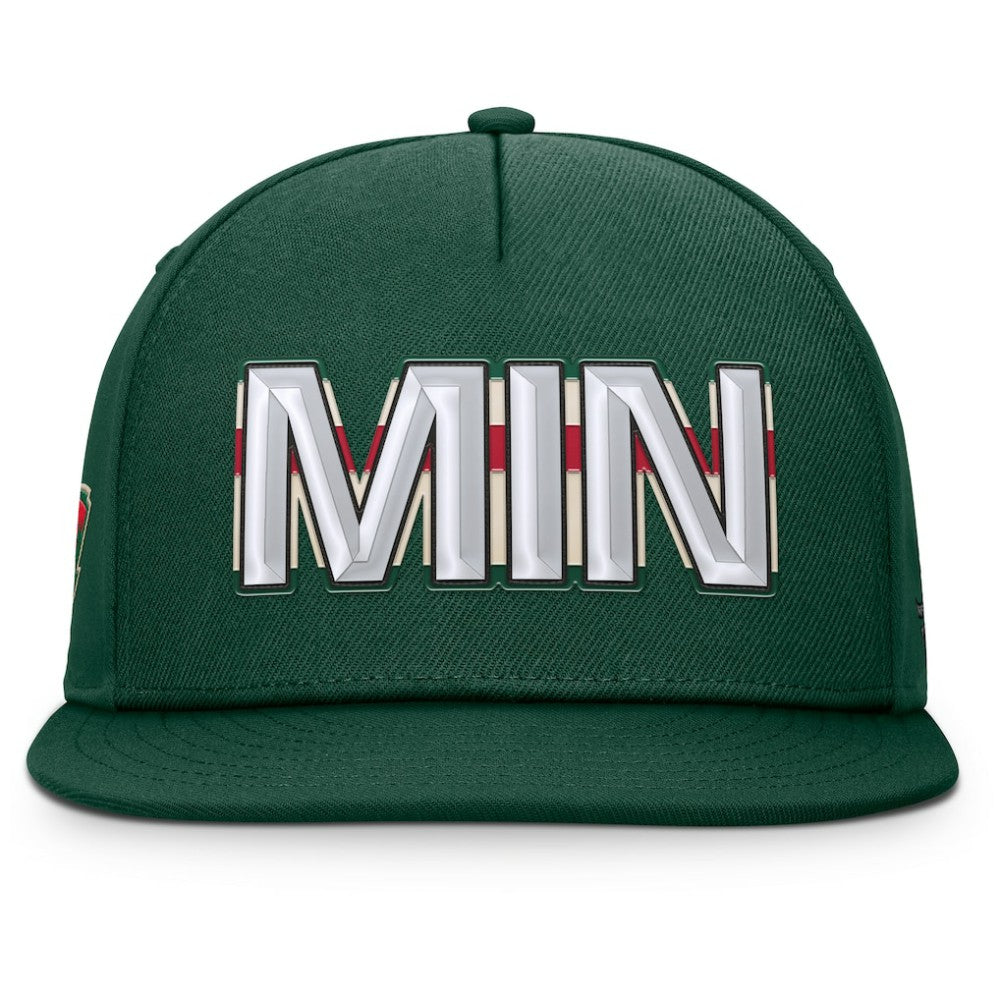 NHL Minnesota Wild Fanatics Authentic Pro Rink Team Code Snapback Hat - Green