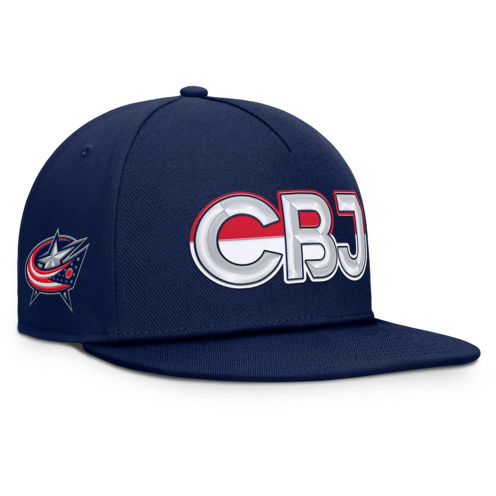 NHL Columbus Blue Jackets Fanatics Authentic Pro Rink Team Code Snapback Hat - Navy