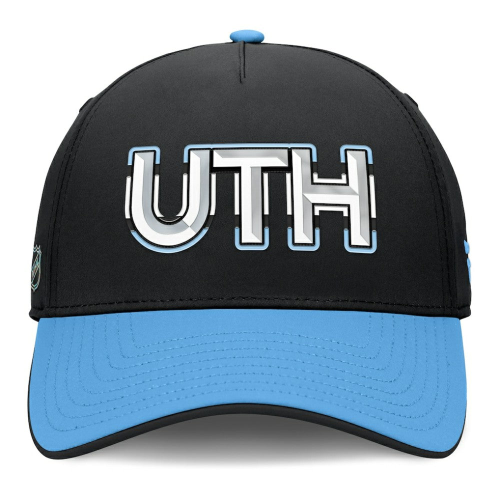 NHL Utah Mammoth Fanatics Authentic Pro Rink Team Code Flex Hat - Black/Light Blue