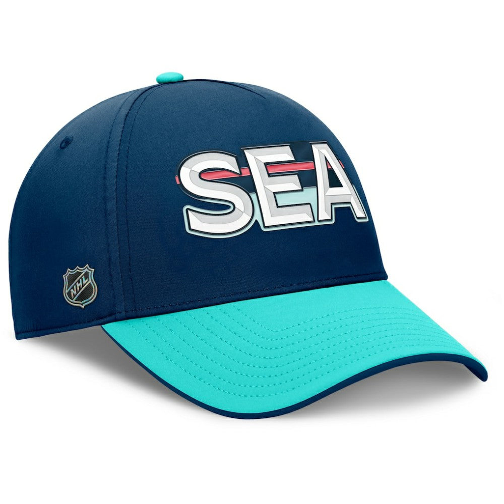 NHL Seattle Kraken Fanatics Authentic Pro Rink Team Code Flex Hat - Deep Sea Blue/Light Blue