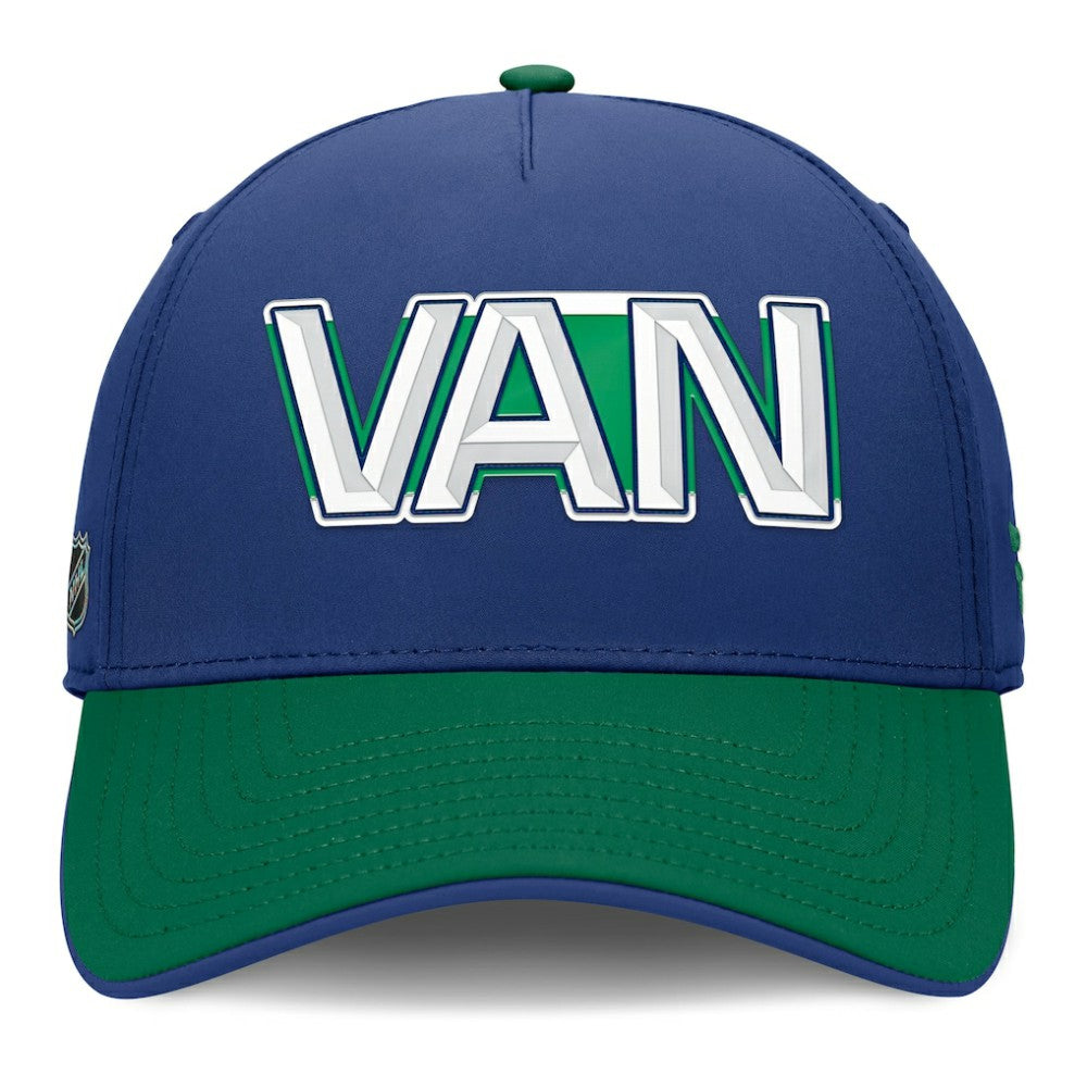 NHL Vancouver Canucks Fanatics Authentic Pro Rink Team Code Flex Hat - Blue/Green