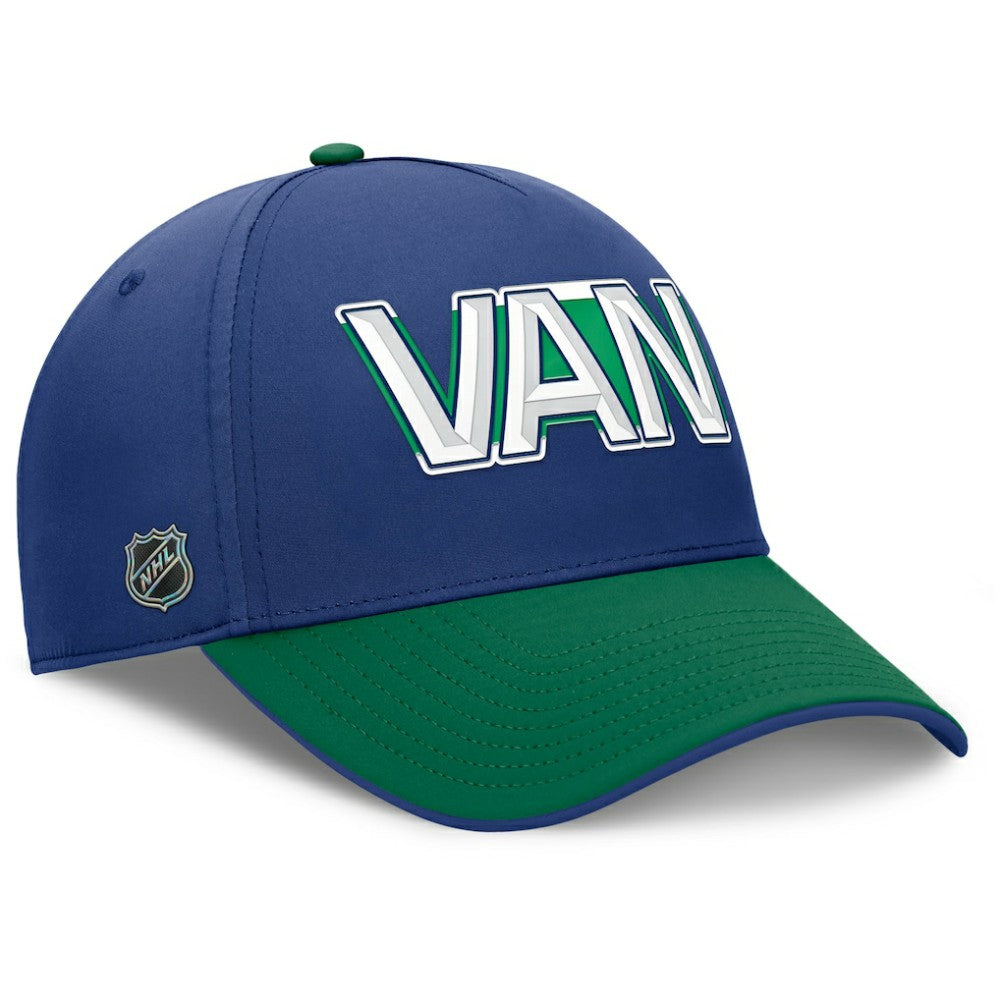 NHL Vancouver Canucks Fanatics Authentic Pro Rink Team Code Flex Hat - Blue/Green
