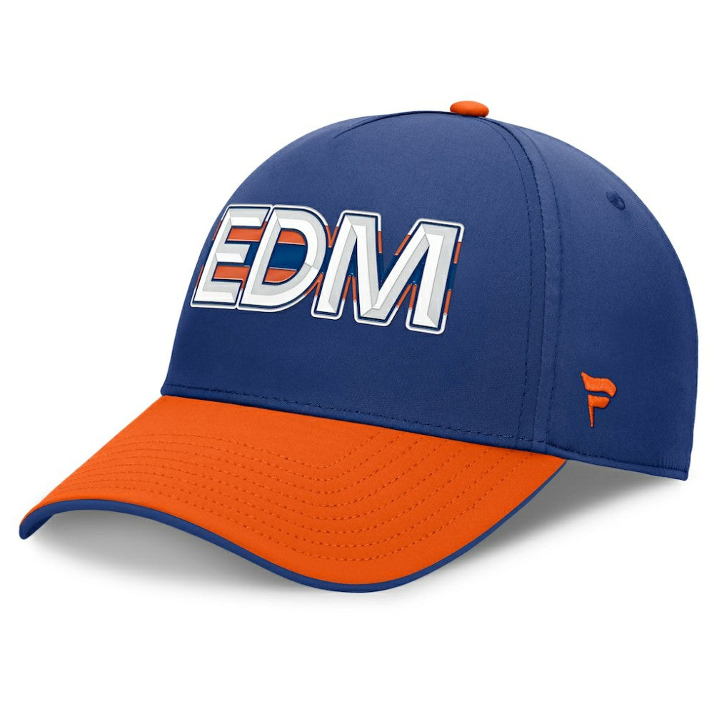 NHL Edmonton Oilers Fanatics Authentic Pro Rink Team Code Flex Hat - Royal/Orange