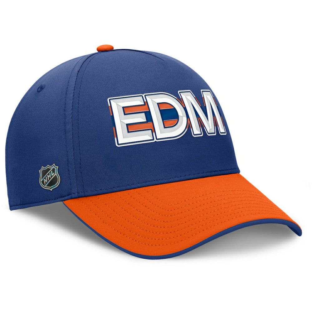 NHL Edmonton Oilers Fanatics Authentic Pro Rink Team Code Flex Hat - Royal/Orange