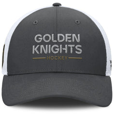NHL Vegas Golden Knights Fanatics Authentic Pro Rink Lockup Adjustable Trucker Hat - Gray/White