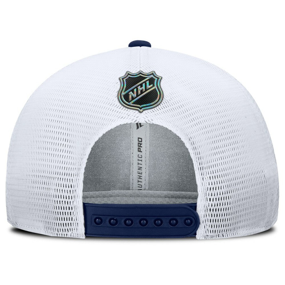 NHL New York Rangers Fanatics Authentic Pro Rink Lockup Adjustable Trucker Hat - Navy/White
